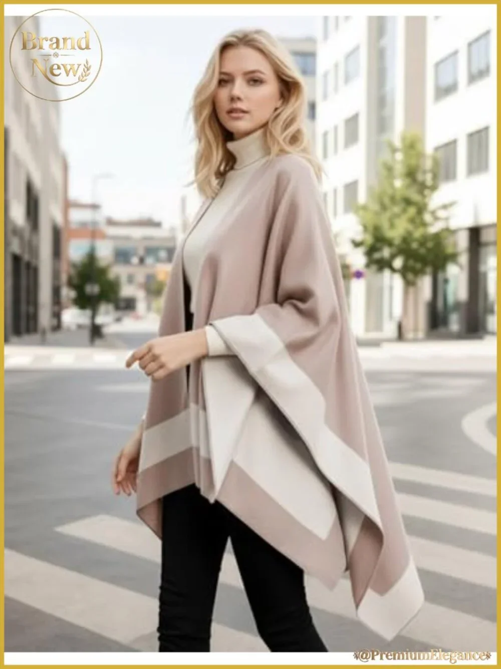 Reversible Open Front Poncho Shawl Wrap Cape Cardigan One Size